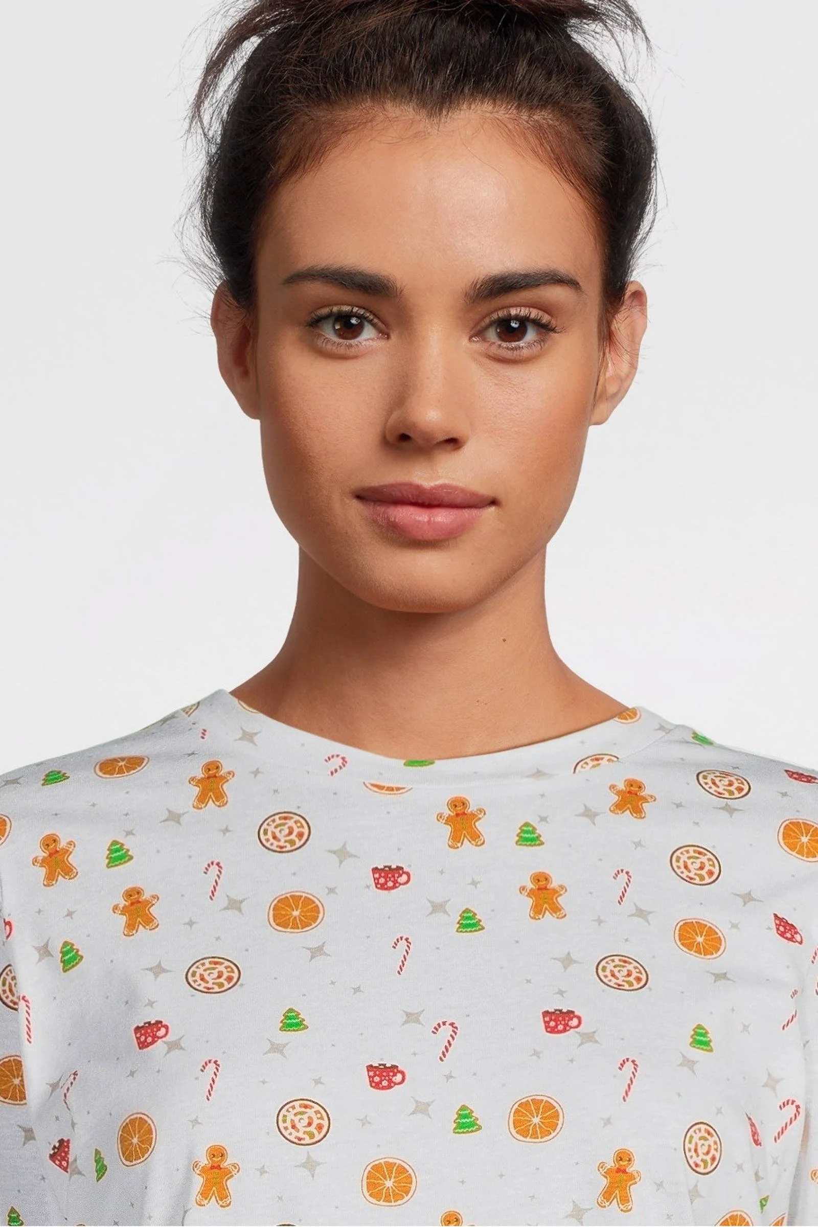 PIECES pyjama PCFREYA met kerst print ecru