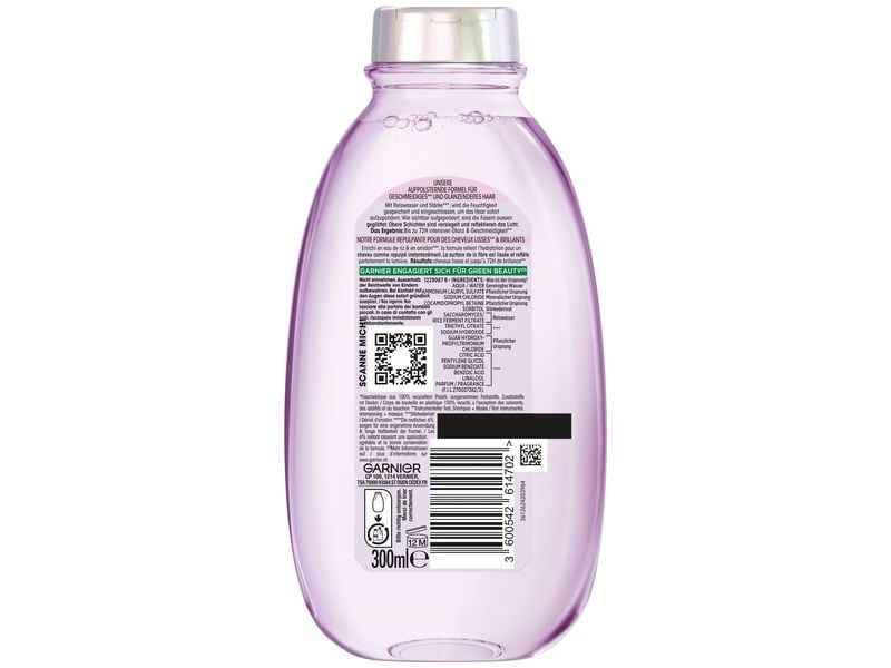 Garnier Shampoo Ultra Doux Rice Water 250 ml Haarshampoo für lichtreflektierenden Glanz und seidige Geschmeidigkeit