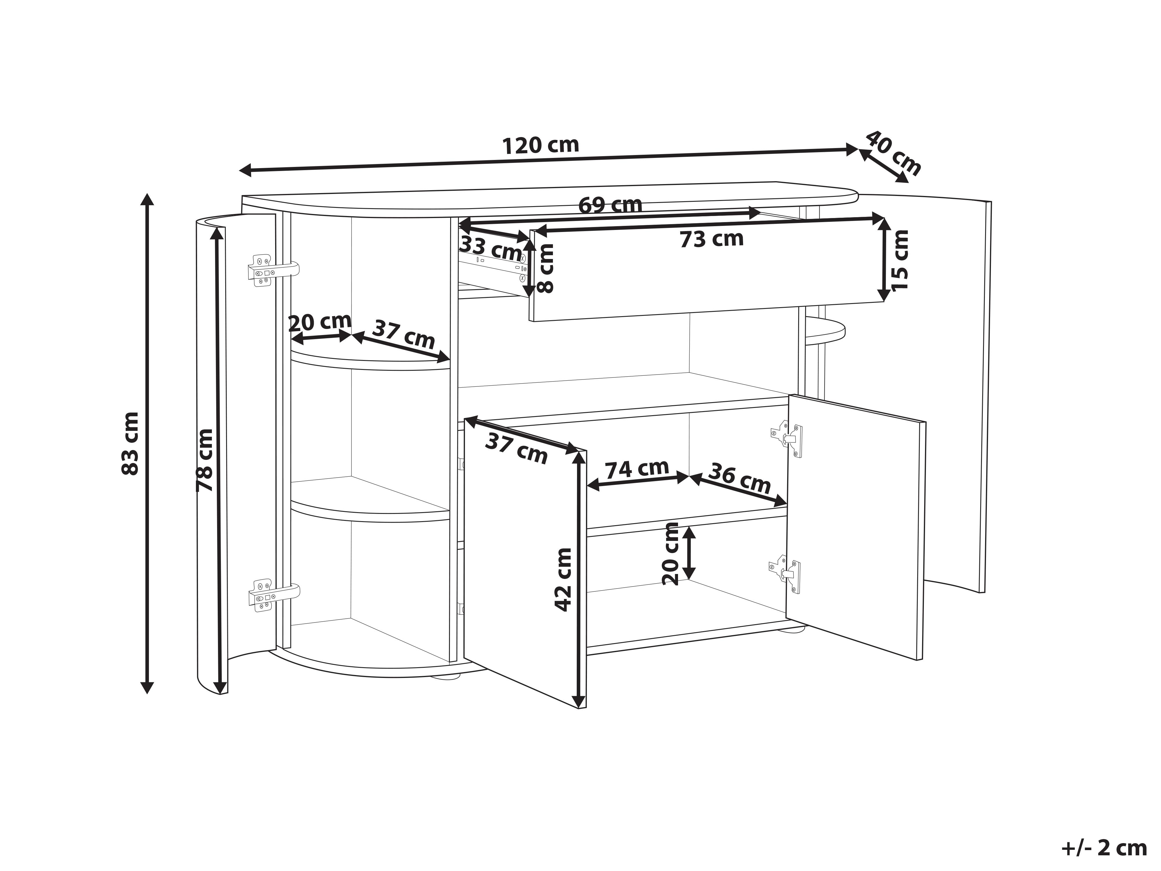 Dressoir met 2 deuren JEROME Bruin/zwart