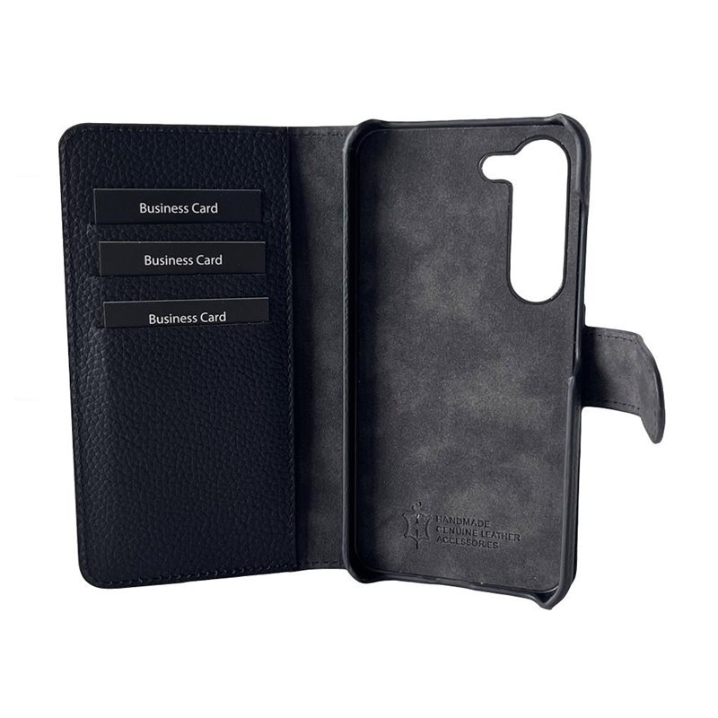 2in1 Samsung Galaxy S23 5G Echtleder Magnet Wallet Case Tasche Flip Cover (JOSSS23-M01) - Schwarz