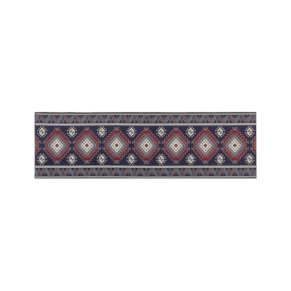 KANGAL - Loper tapijt - Blauw/Rood - 60 x 200 cm - Polyester