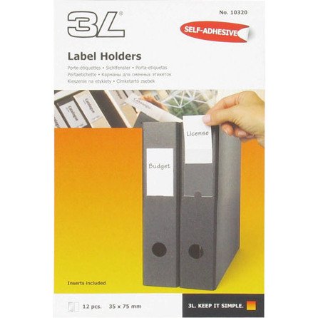 Porte-étiquettes adhésif 75 x 35 mm 3L transparent - Boîte de 120