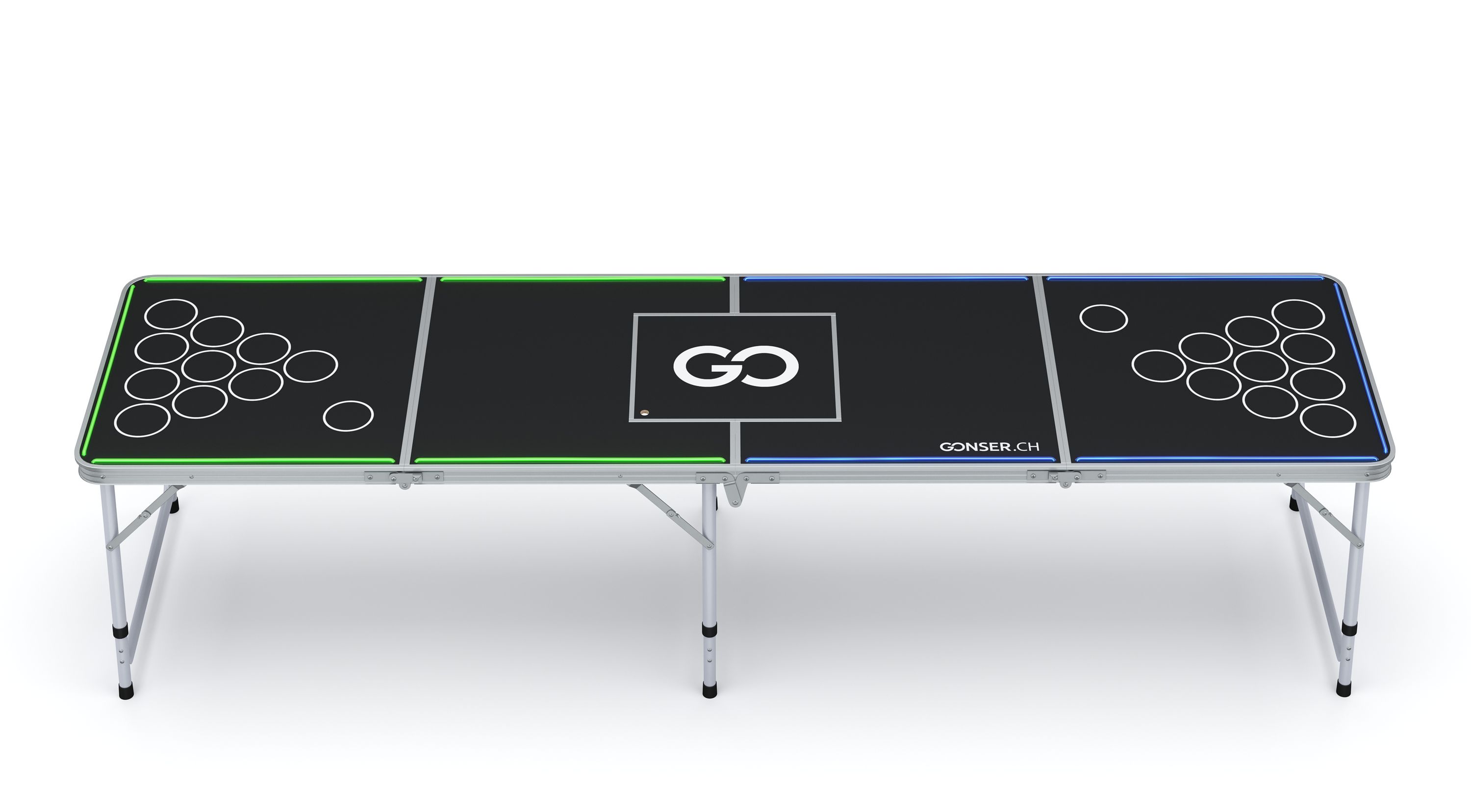 LED Beer-Pong Tisch mit Kühltasche 240 x 60 cm