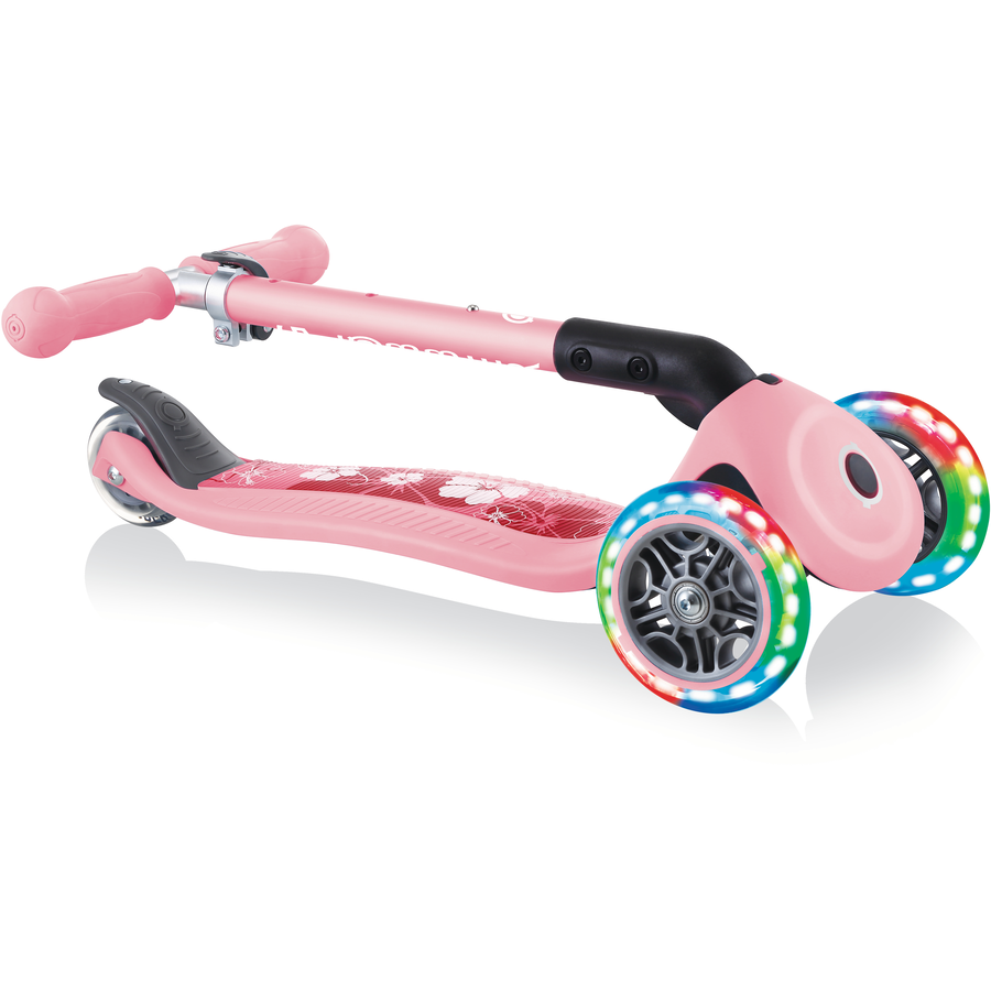 GLOBBER JUNIOR FOLDABLE FANTASY LIGHTS pastellrosa-Flowers, mit Leuchtrollen