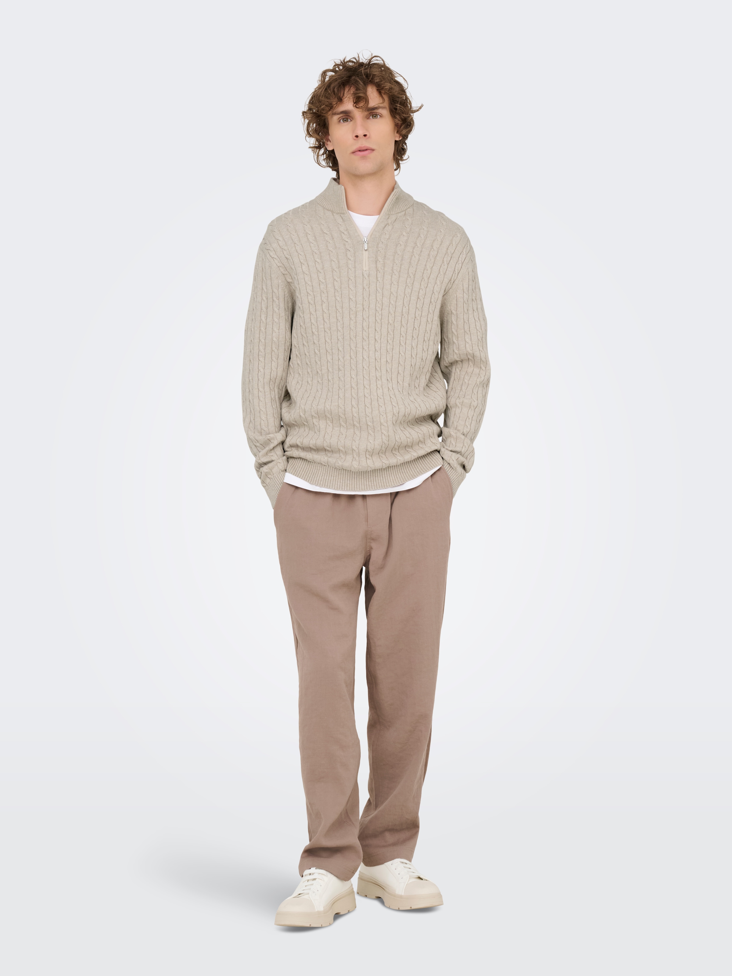 ONLY & SONS Troyer »ONSLOUI REG 12 CABEL HALF ZIP KNIT«