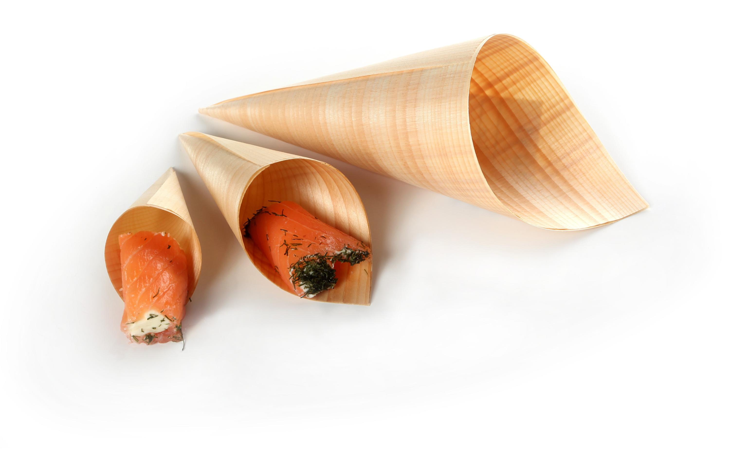 Fingerfood-Schale Cornet Ø 3 cm, 100 StückEinwegkegel aus FSC Holz