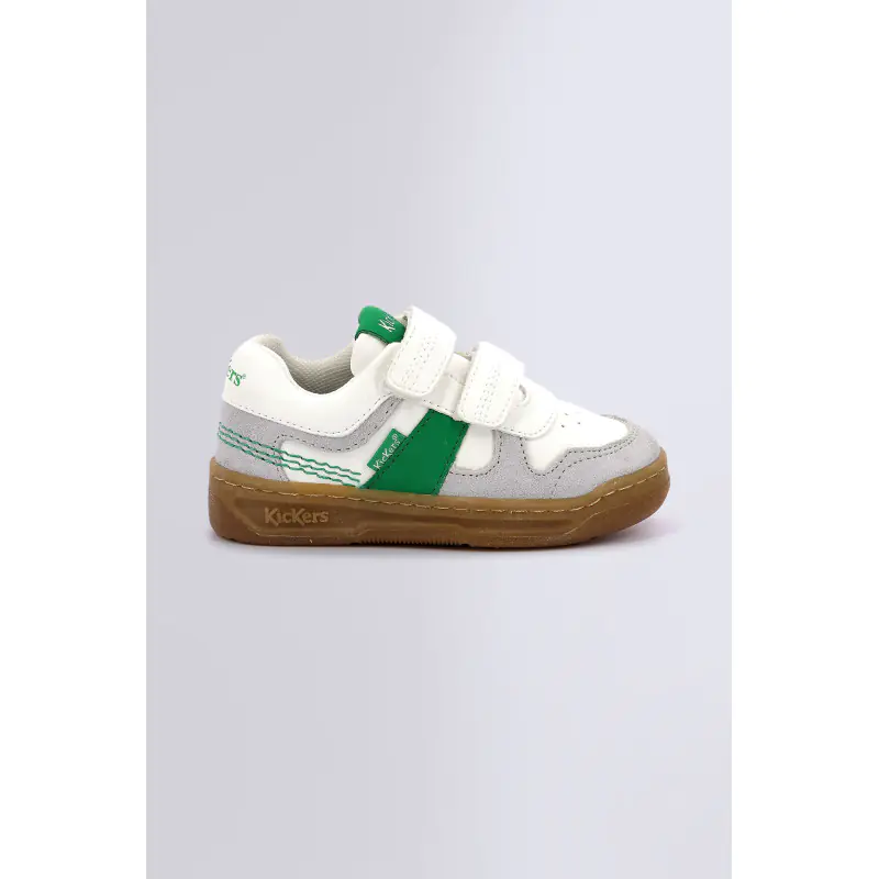 KALIDO BLANC GRIS VERT BASKETS BASSES Synthétique Mixte