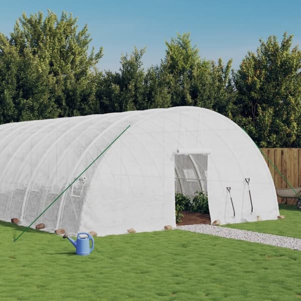 vidaXL Drivhus med stålramme hvit 120 m² 20x6x2,85 m