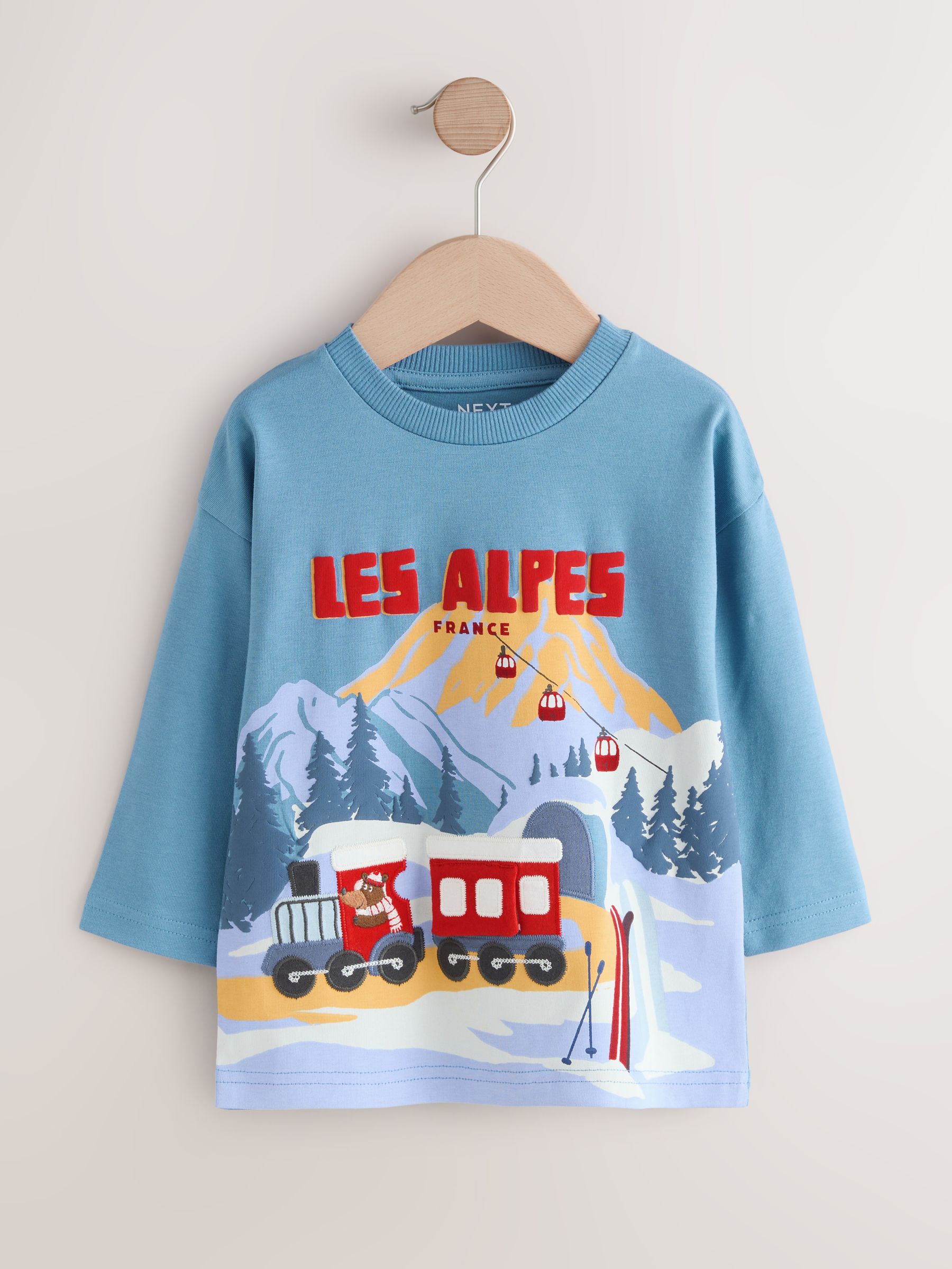 Blue Les Alpes Interactive - T-shirt met applicatie en lange mouwen (3 mnd-7 jr)
