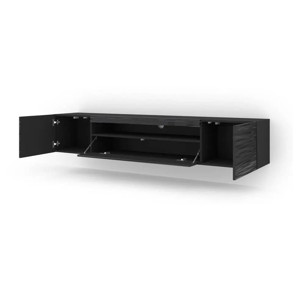 AURA TV-meubel 200 cm universeel sahara zwart   LED