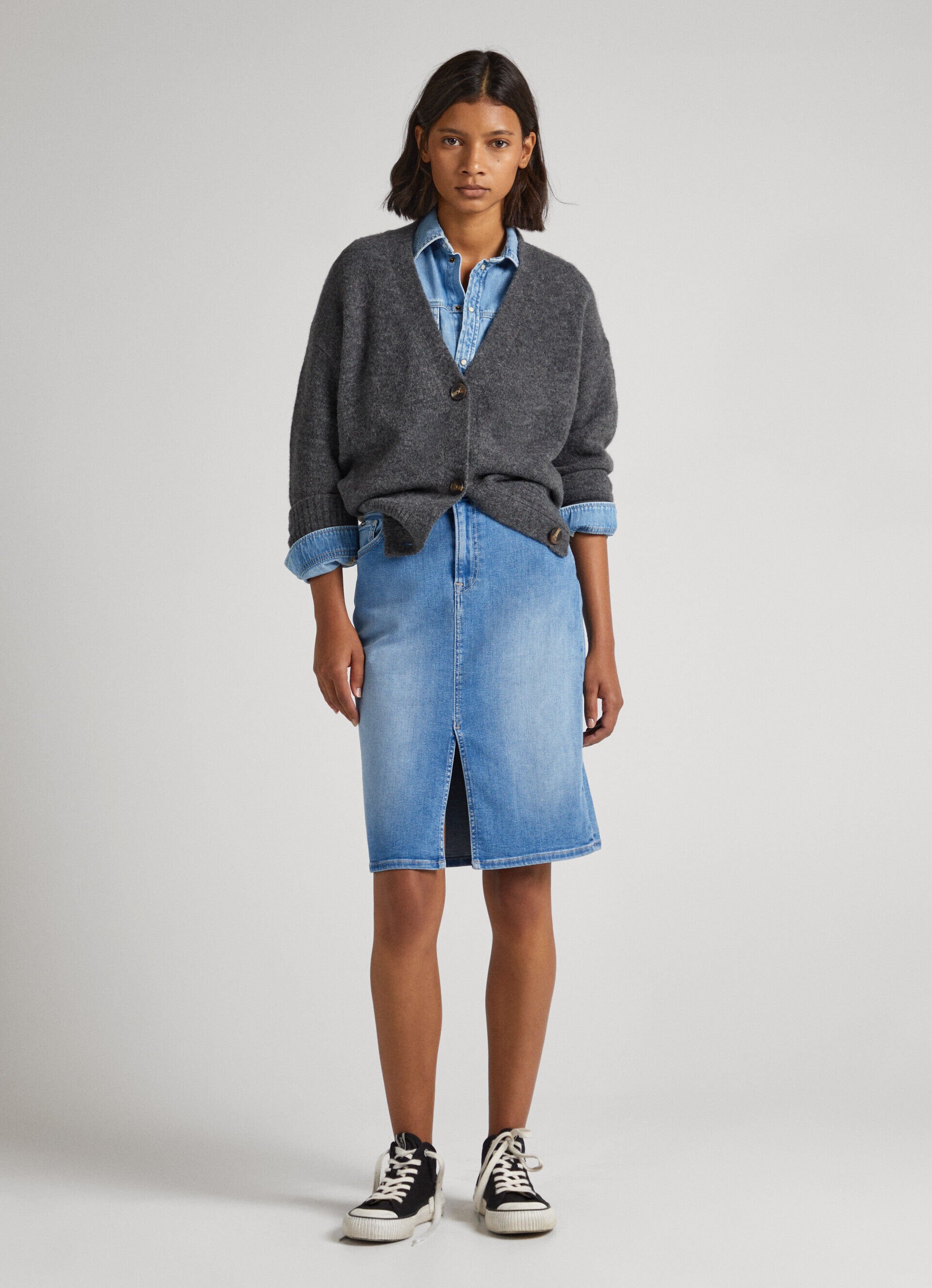 Saia jeans de corte regular - jeans