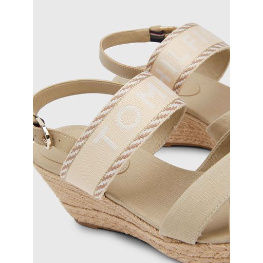 Tommy Hilfiger Logo Mid Wedge Espadrille Sandaler, Sandalwood, 40