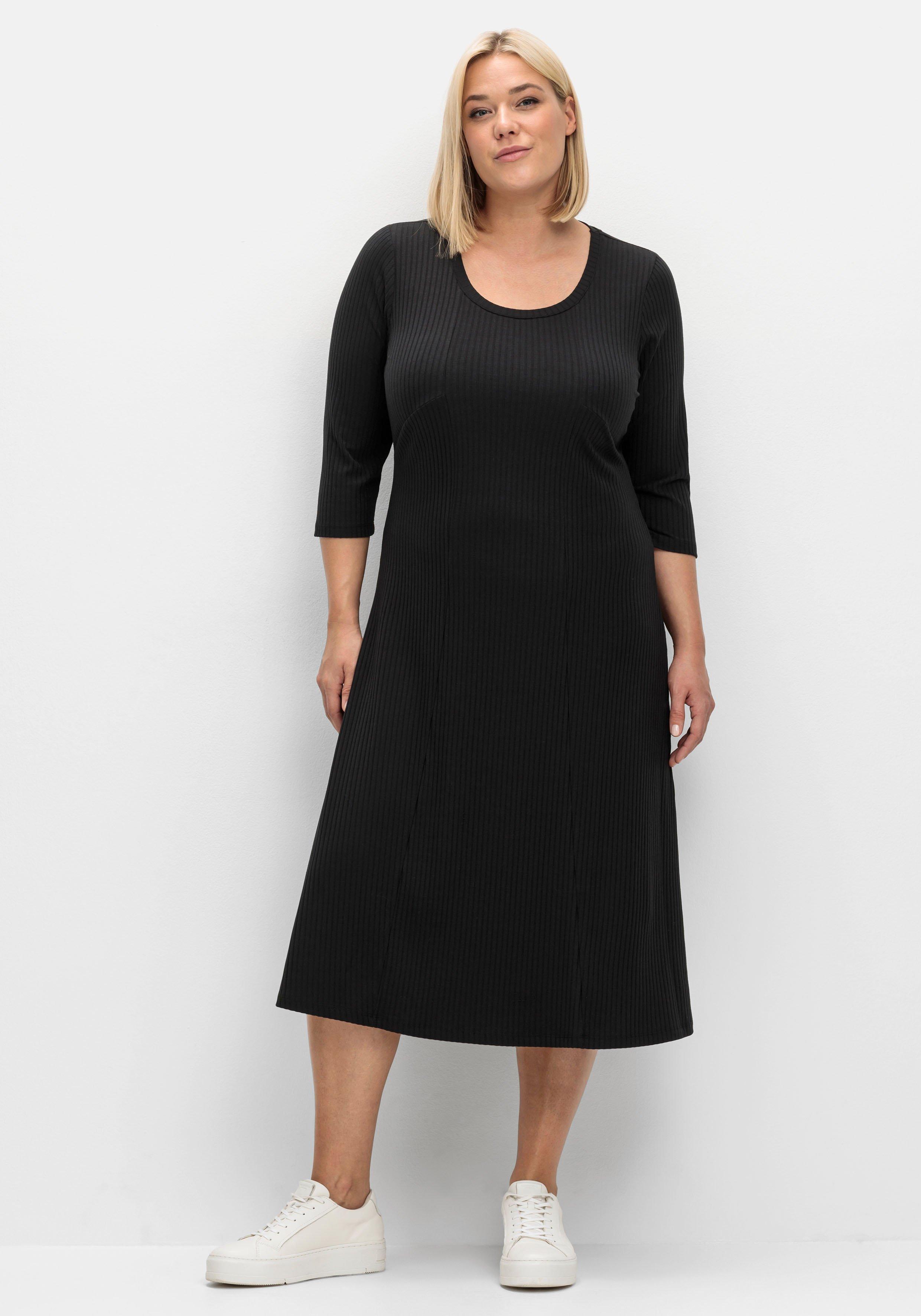 Shirtkleid aus Rippqualität, mit 3/4-Ärmeln