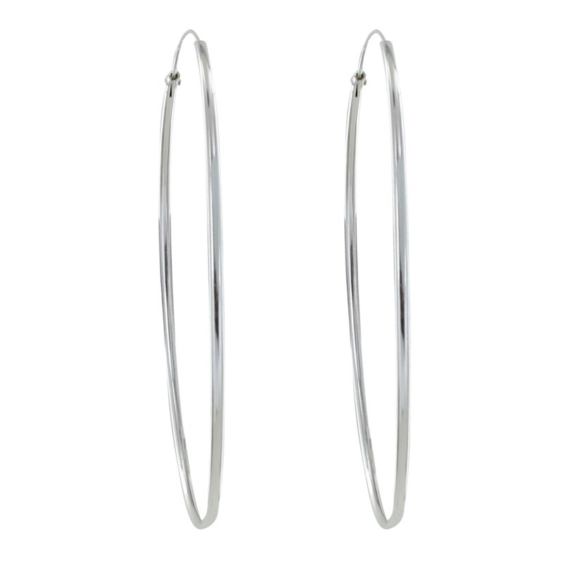 Boucles d'Oreilles Argent Fines Créoles 6cm