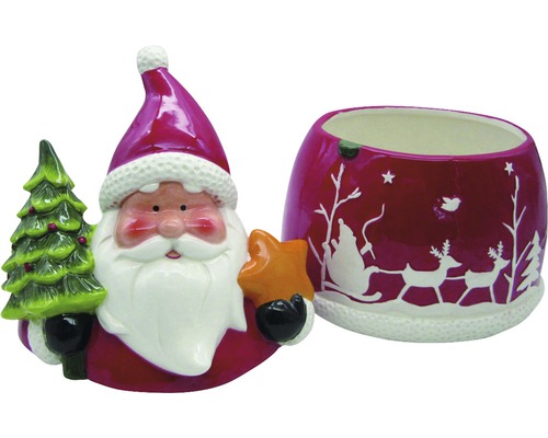Decoratief object koekjestrommel Kerstman Lafiora keramiek rood