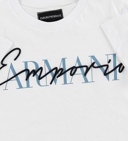 Emporio Armani T-Shirt - Weiß m. Text/Strickerei