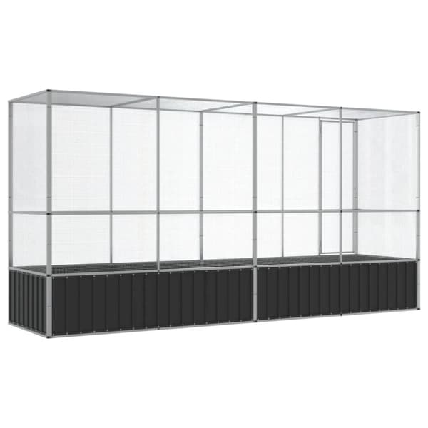 vidaXL Voliere med forlengelse sølv 418,5x107x212 cm stål