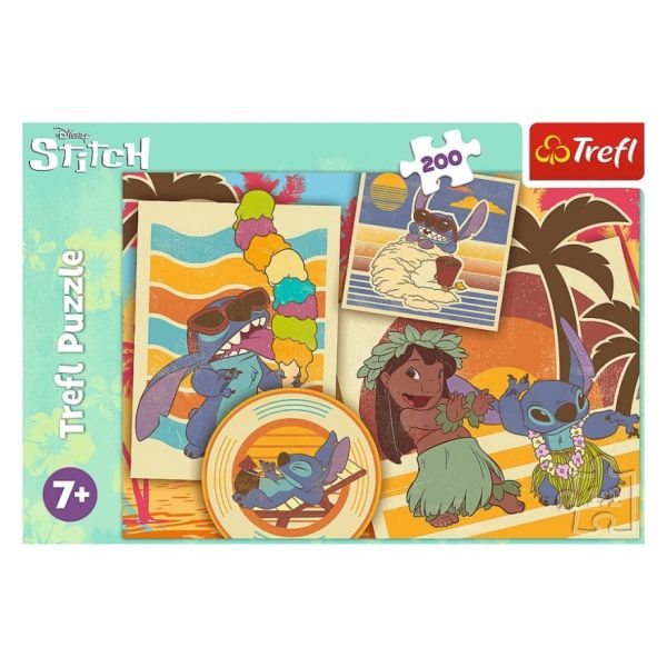 Trefl Stitch na Praia Puzzle 200 Peças  7 Anos