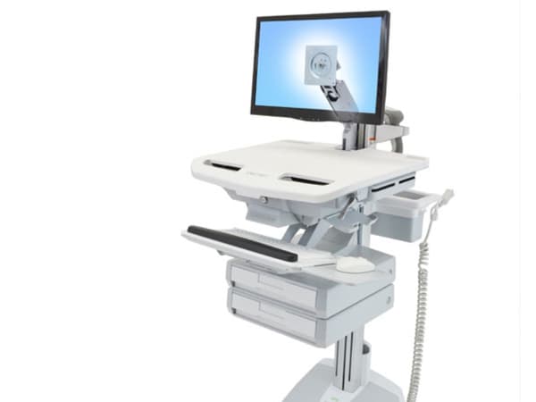 Ergotron StyleView - Vogn - åpen arkitektur - for LCD-skjerm / PC-utstyr - medisinsk - aluminium, forsinket stål, kvalitetsplast - grå, hvit, polert