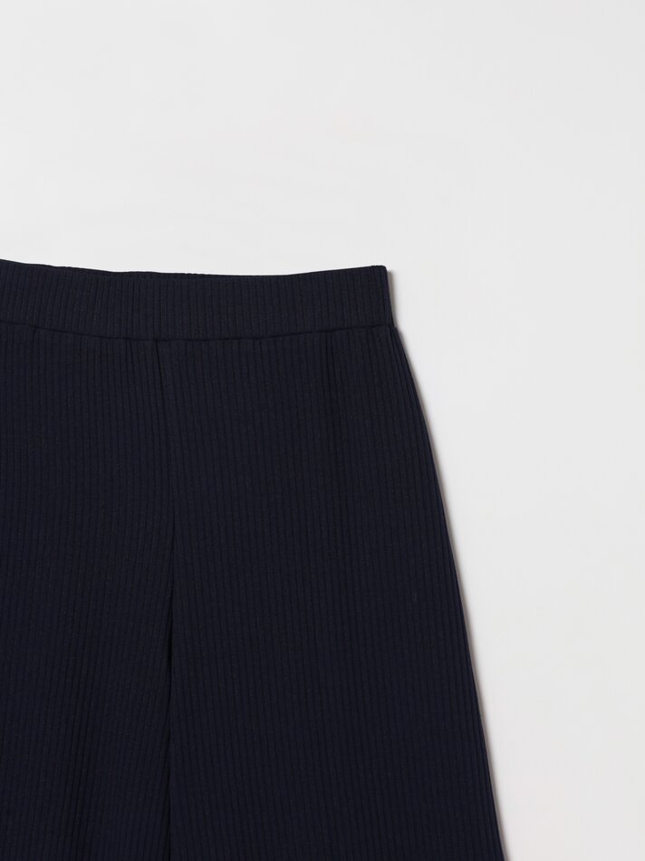 Calças culote de malha canelada - Azul-marinho