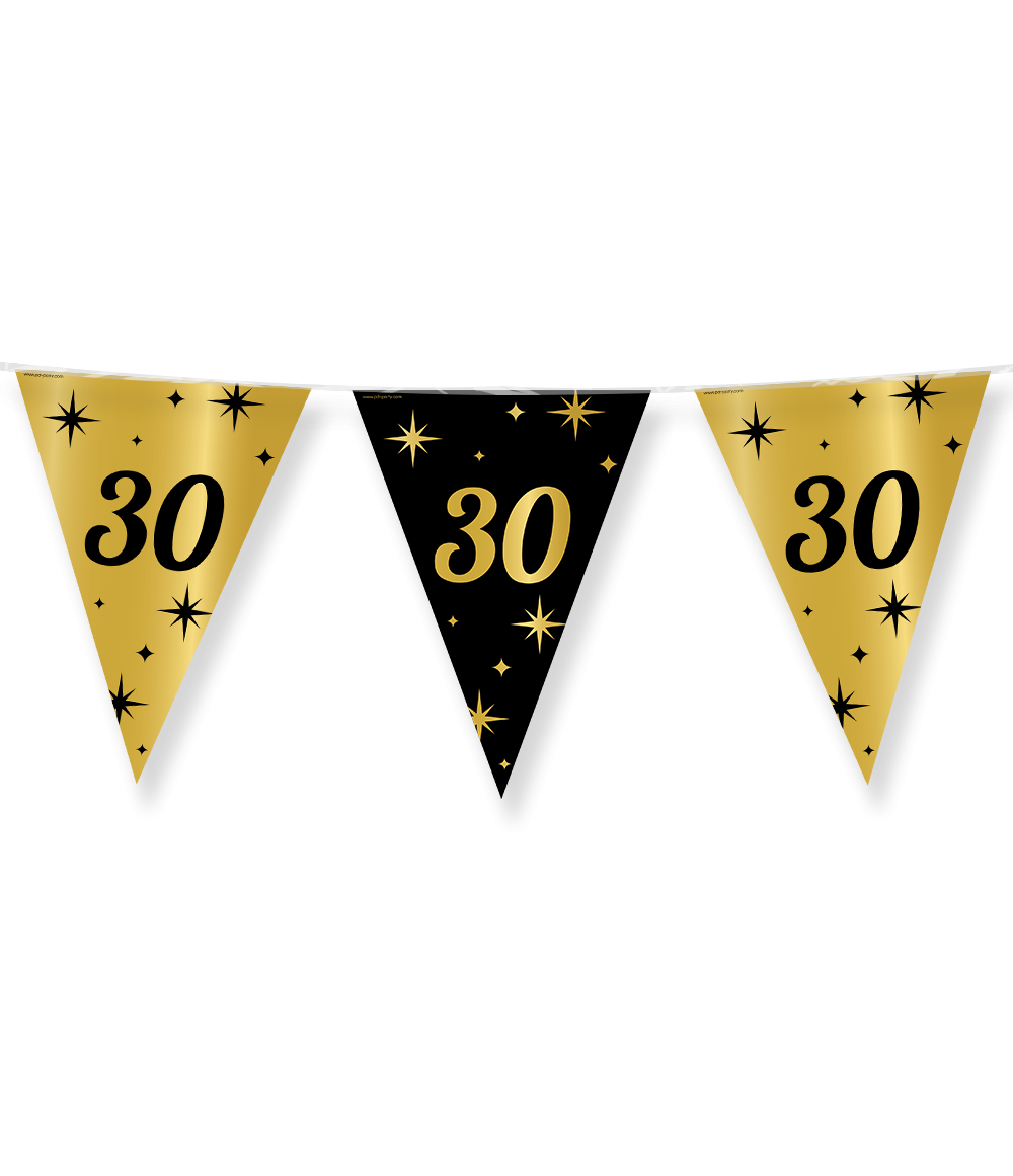 Vlaggenlijn 30 Jaar Goud Zwart 10m