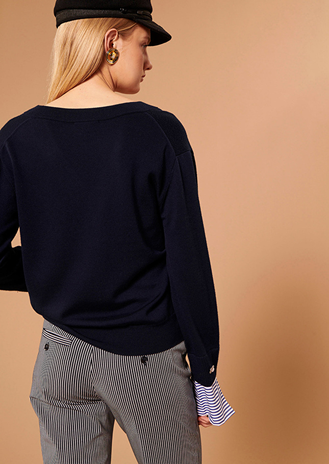 Pull Primrosebleu marine en laine merinos