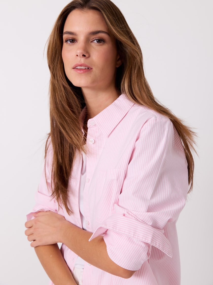 Caro stripet skjorte Cameo Pink