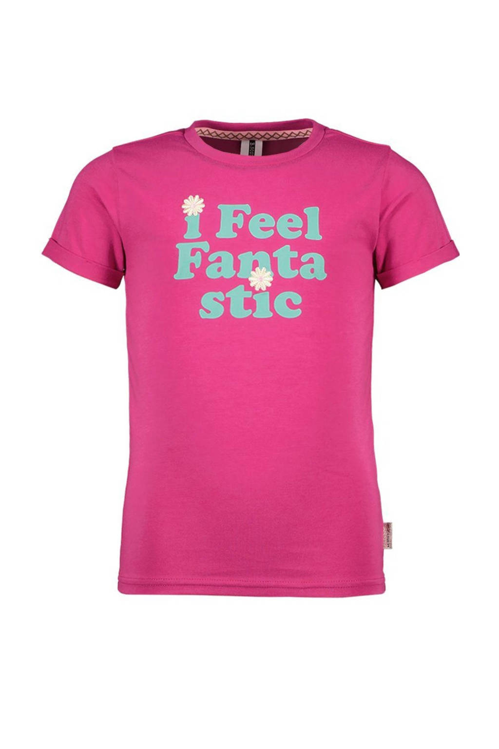 B.Nosy T-shirt met tekst fuchsia/mintgroen