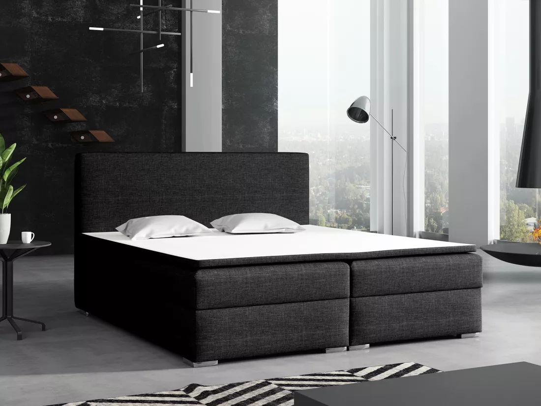LIT BOXSPRING avec surmatelas Soler 180x200 cm, Lux 23 (Noir)