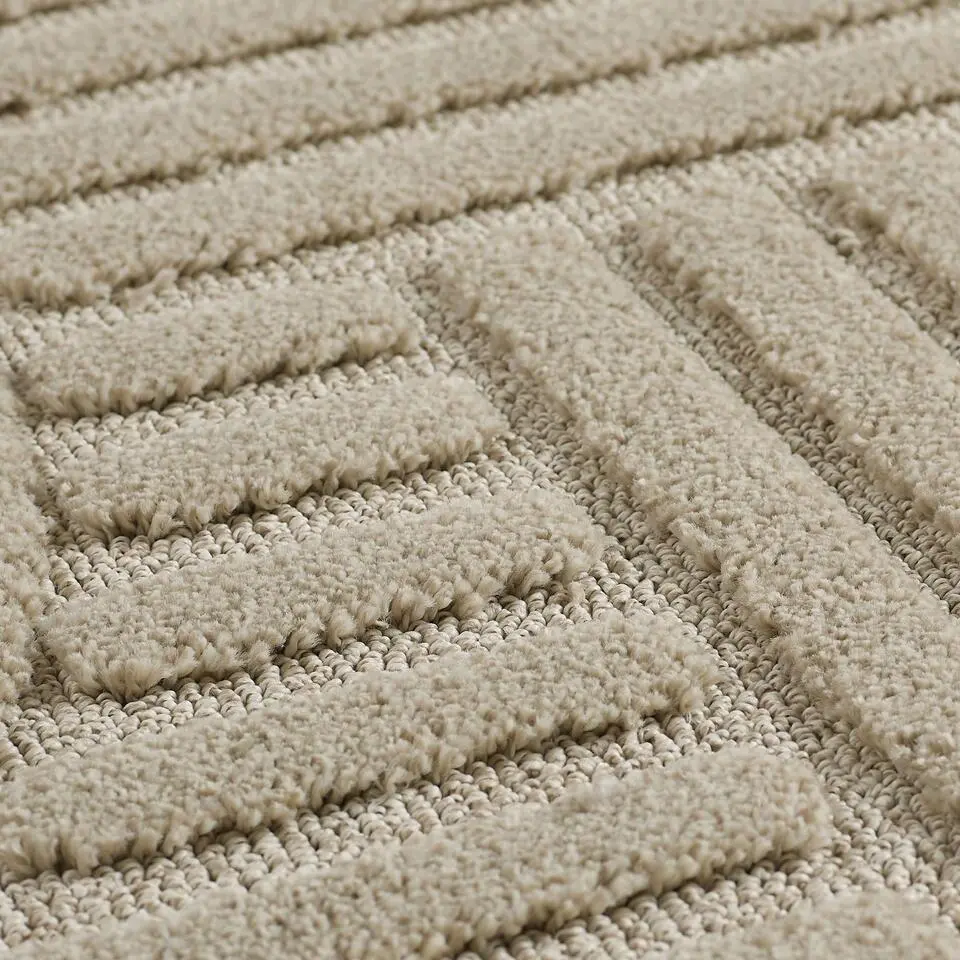 Modern Japandi Vloerkleed - Beige - Boho Scandinavisch - 140x200 cm Laagpolig