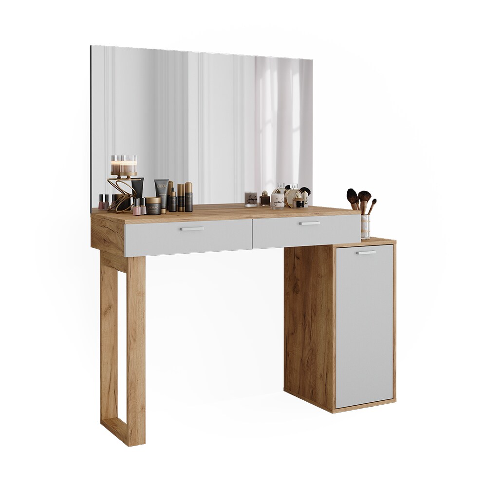 Vicco Schminktisch Regina Eiche Weiß 130 cm mit 2 Schubladen