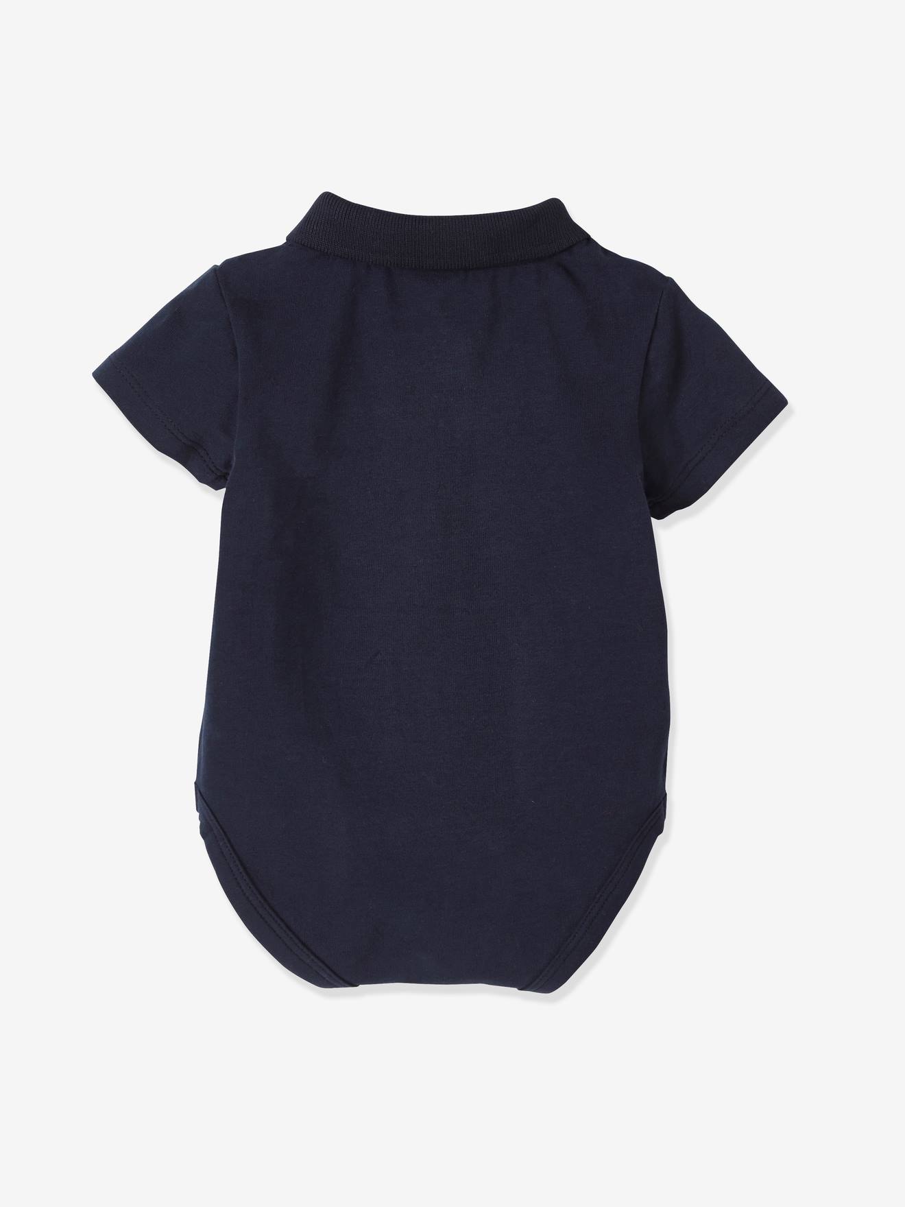 Conjunto com 2 bodies para recém-nascidos com gola polo e bolso, azul escuro, bicolor/multicolorido.