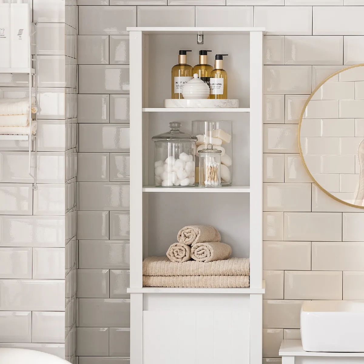 SOBUY BZR102-W - Meuble colonne salle de bain - Blanc