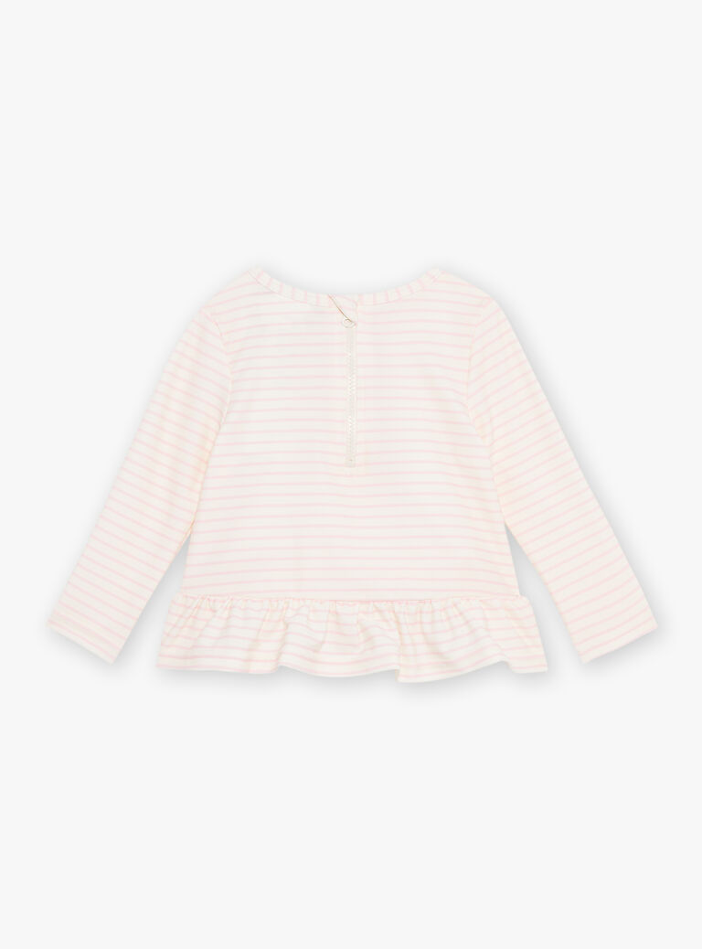 T-shirt anti-UV rose et blanc à imprimé à rayures
