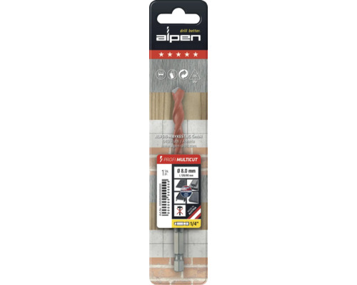 Universele boor Multicut Alpen Ø 4 mm 6-kant