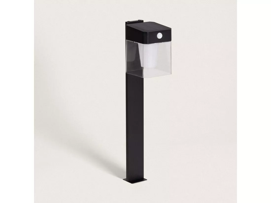 Balise sur Pied Extérieure Solaire LED 1,5W 46cm Aluminium avec Détecteur de Mouvement Efren Square Noir