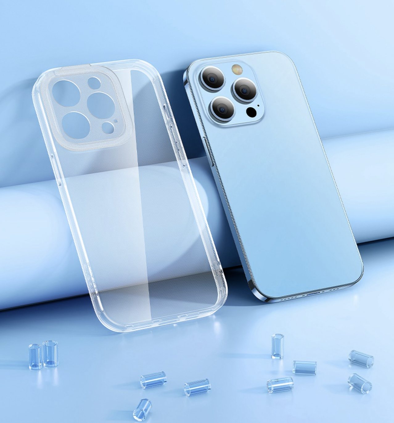iPhone 14 Pro Hardcase Hülle TPU Bumper 4x Objektiv Kameraschutz   Display Panzerglas - Transparent