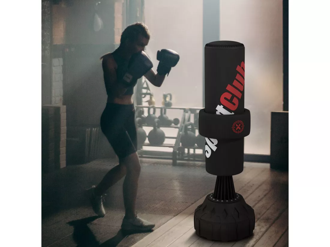Sac de frappe boxe sur pied punching ball autoportant cible de touche réglable ventouses antidérapantes noir