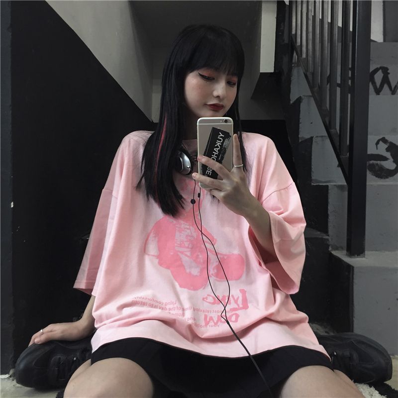 Porstina - Oversized T-shirt met berenprint en elleboogmouwen