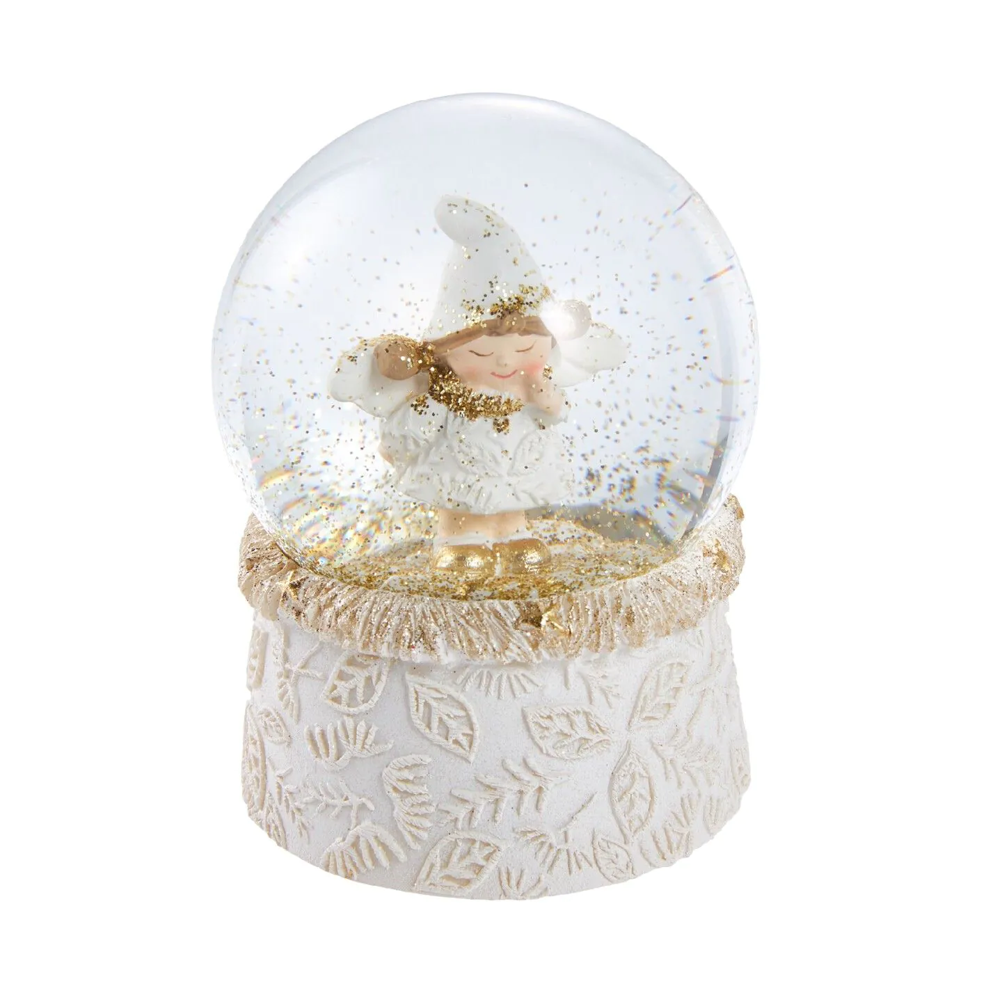 Schneekugel Engel mit Mütze, Finger, 6.5 x 9 cm