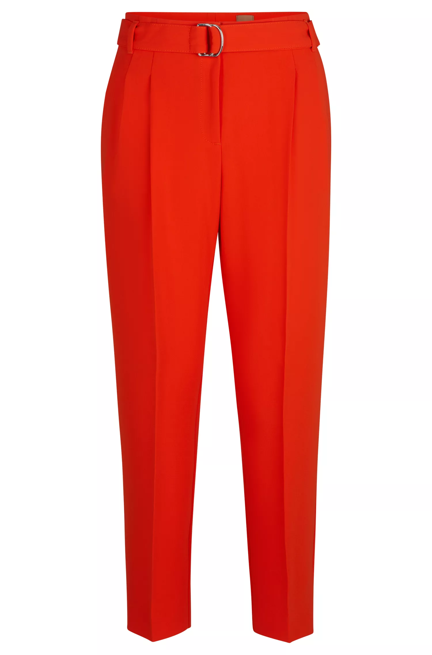 Calça cropped preta BOSS de corte regular em crepe japonês.