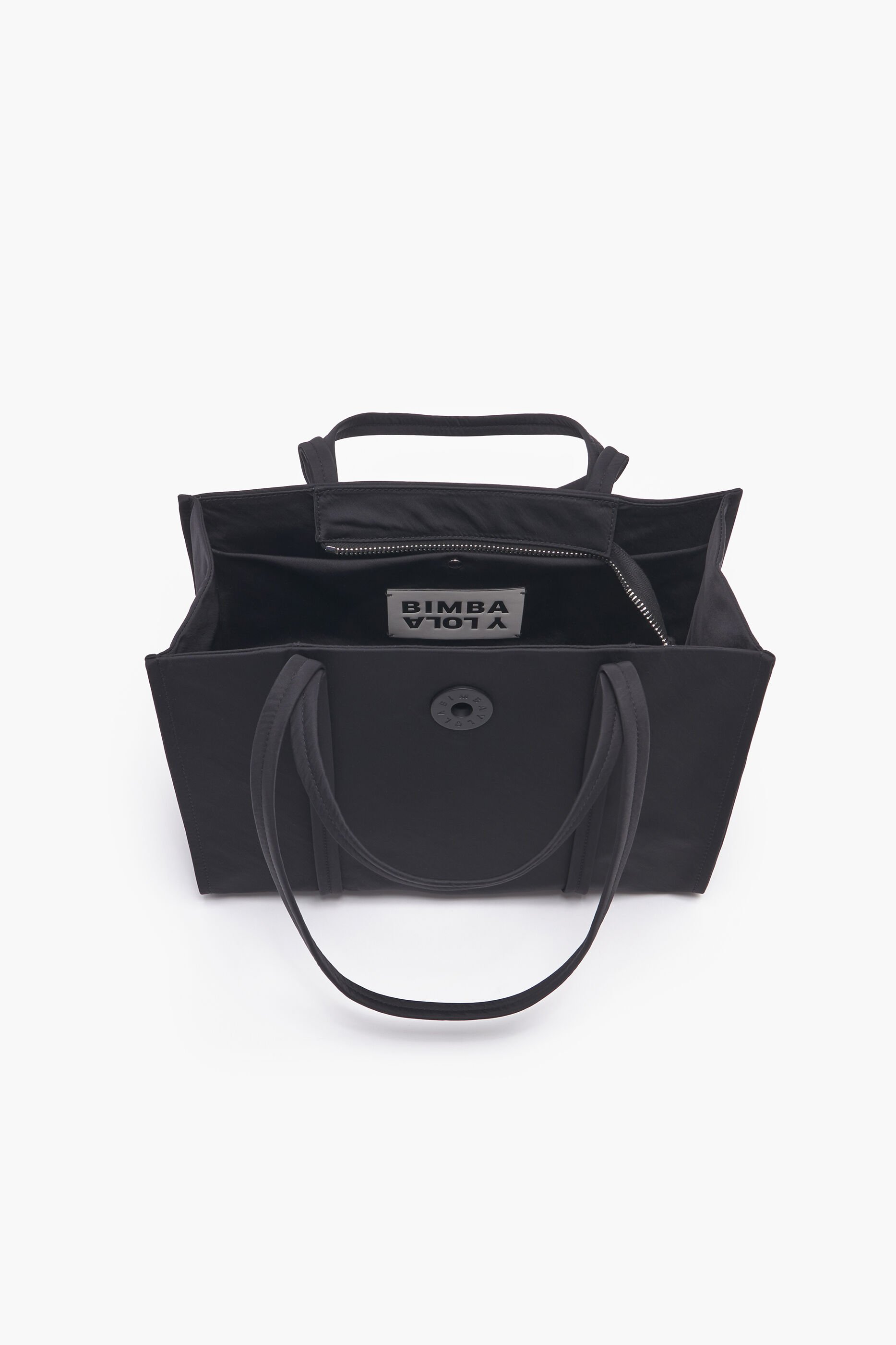 Sacola de compras média em náilon preto