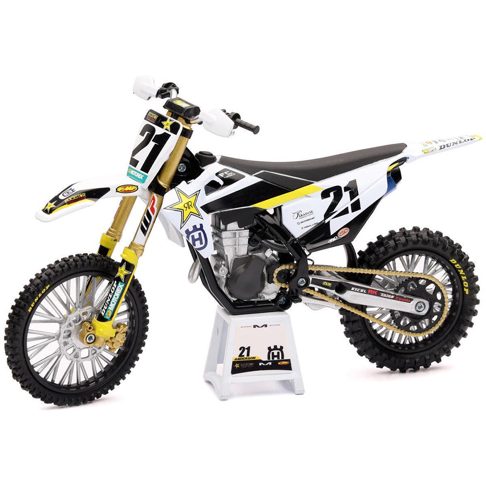 New Ray - Maquette moto 1/12 Husqvarna 450 FC Rockstar J. Anderson Noir / Blanc / Jaune / Or