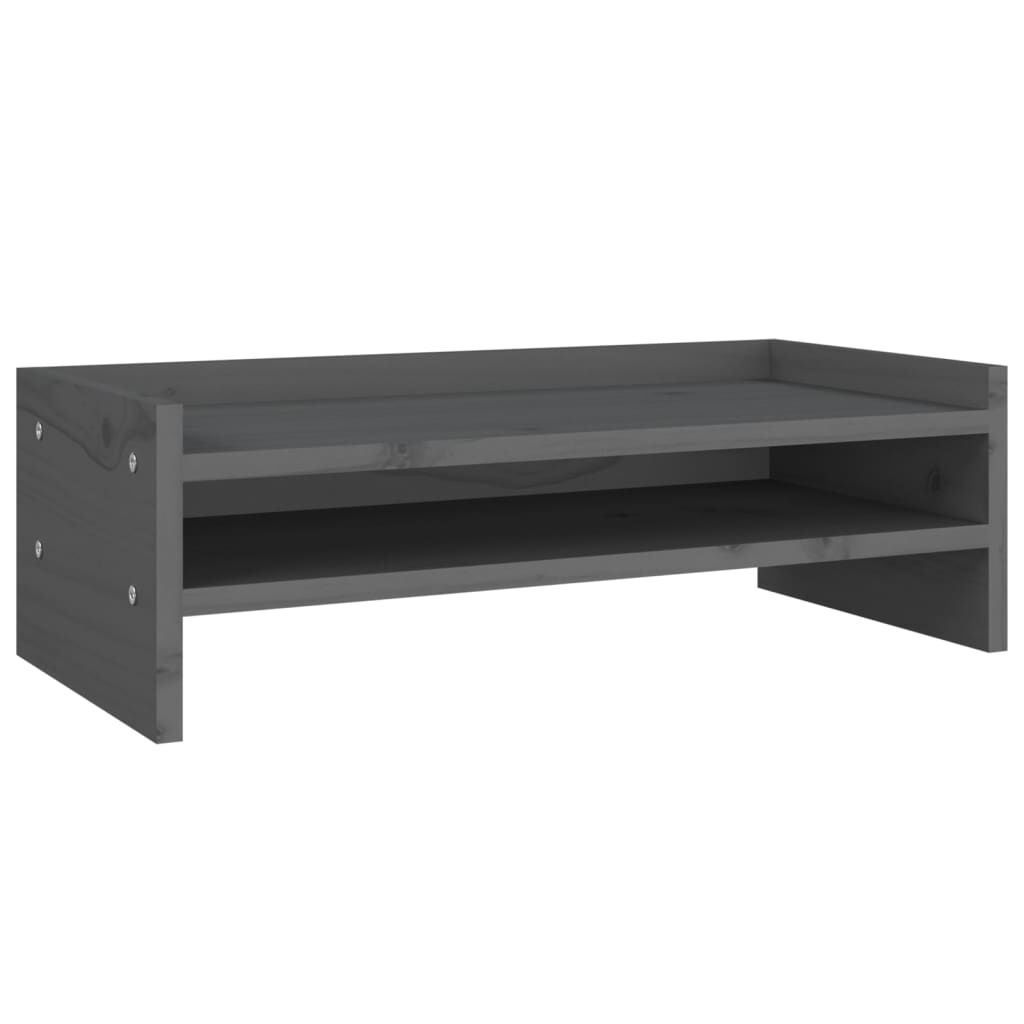 vidaXL Monitorstandaard 50x24x16 cm massief grenenhout grijs