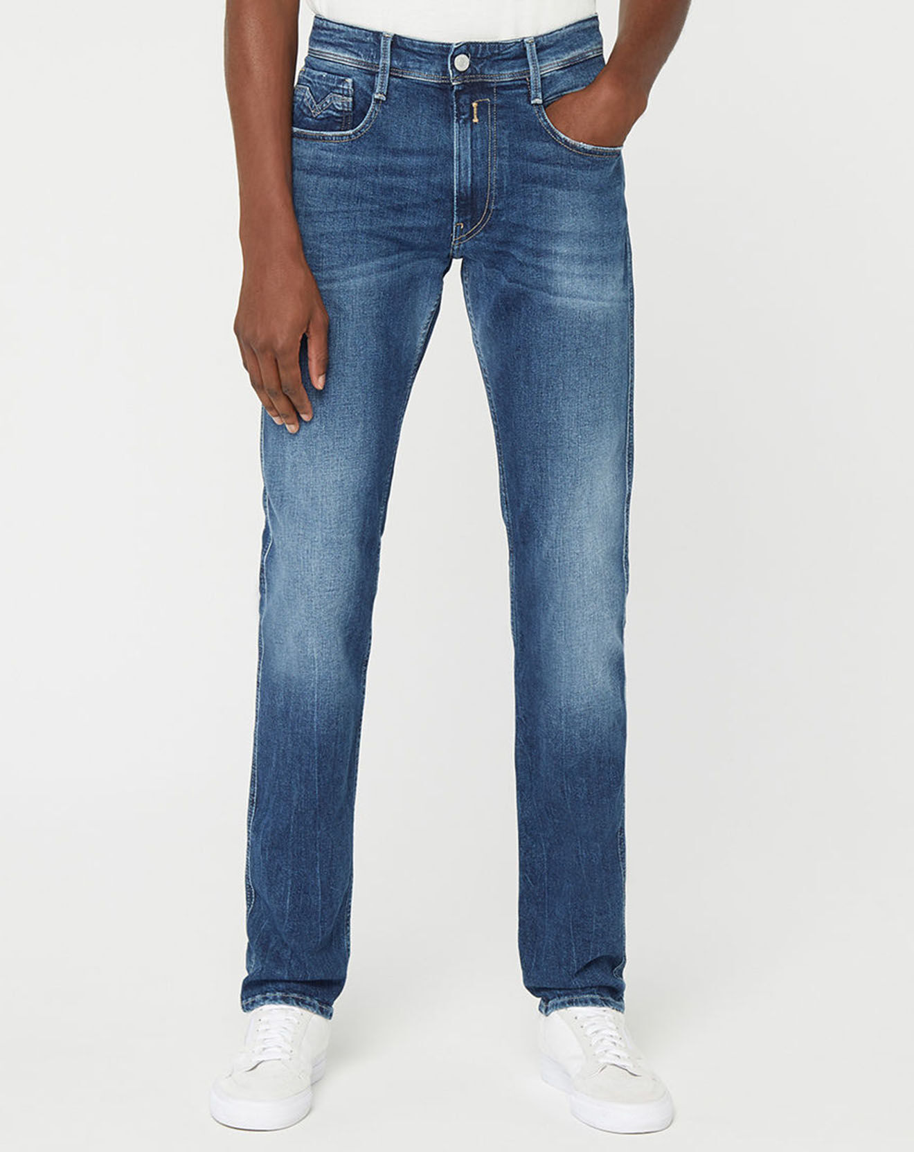 Replay Jean Slim en Coton Bio 573 Pck Anbass bleu moyen