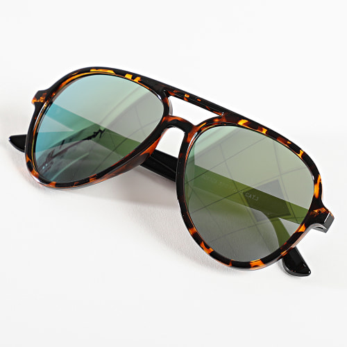 Lunettes De Soleil Marron Fauve Vert Miroir