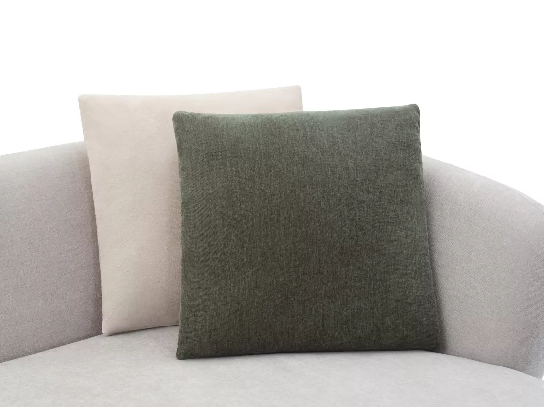 Canapé d'angle droit modulable avec tablette en tissu gris clair RANASO