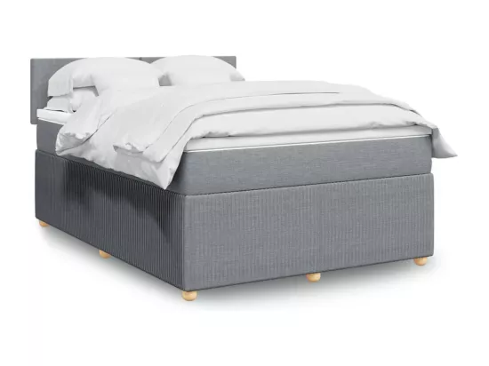 Sommier à lattes de lit avec matelas Gris clair 160x200cm Tissu