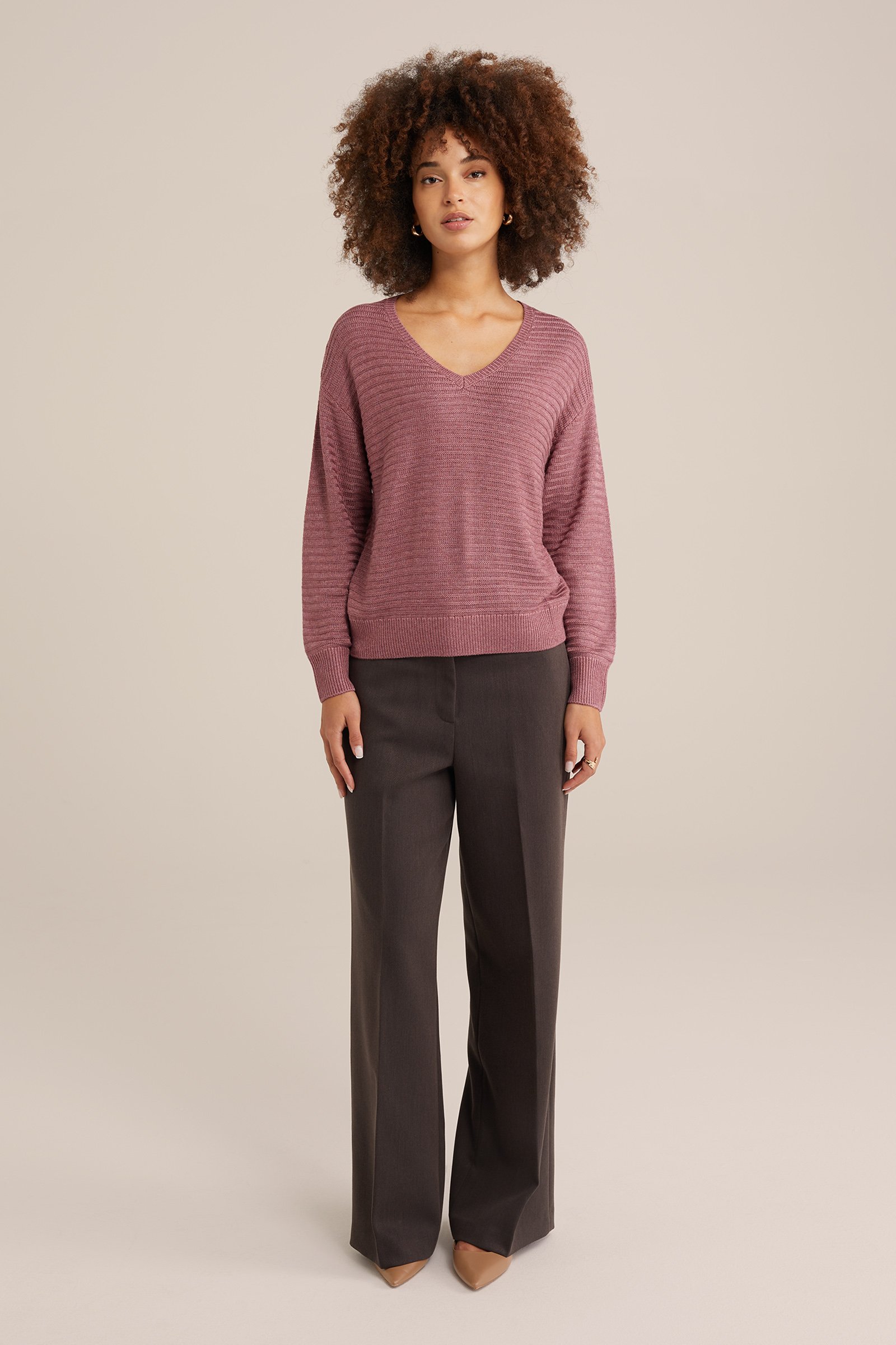 trui met structuur WE Fashion Oudroze