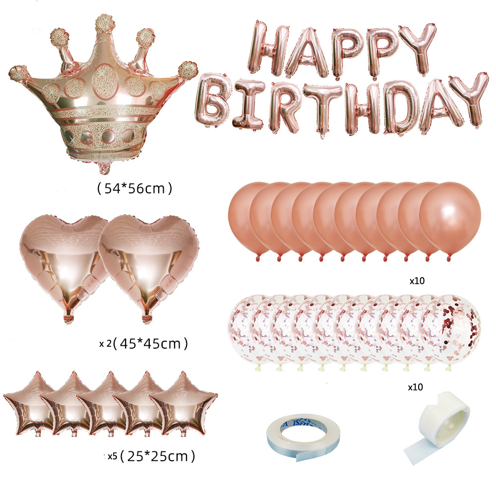 (47-tlg. Set) Happy Birthday Girlande Geburtstags Party Deko   Latex- und Folienballons / Konfetti Ballons - Silber